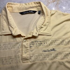 Travis Mathew Men's Polo Golf Yellow Casacata Braille Edition Shirt XXL